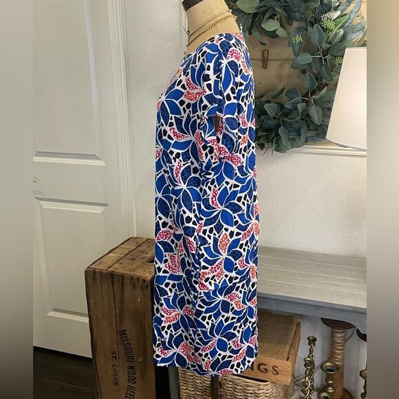 Diane Von Furstenberg DVF Printed Shift Sundress Sun Dress 4 Tomato Girl Summer - Picture 5 of 11